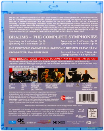 Johannes Brahms (1833-1897): Symphonien Nr.1-4 [Blu-Ray]