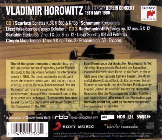 Vladimir Horowitz: The Legendary Berlin Concert [2CD]