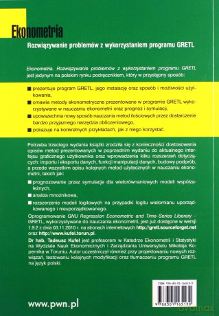 Ekonometria Rozwiązywanie problemów z wykorzystaniem programu GRETL - Tadeusz Kufel [KSIĄŻKA]