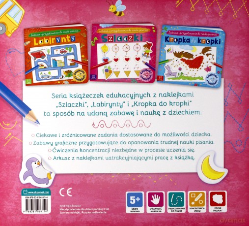 Szlaczki Książeczka z naklejkami Zabawa i przygotowanie do nauki pisania [KSIĄŻKA]