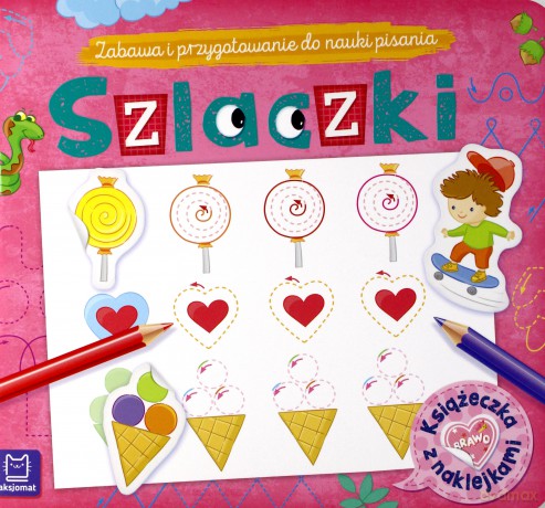 Szlaczki Książeczka z naklejkami Zabawa i przygotowanie do nauki pisania [KSIĄŻKA]