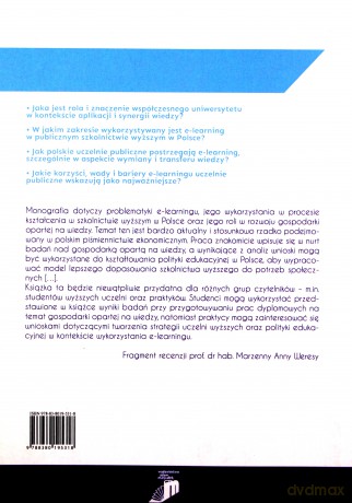 Wykorzystanie e-learningu w polskich uniwersytetach w aspekcie rozwoju gospodarki opartej na wiedzy - Aleksandra Pleśniarska [KSIĄŻKA]
