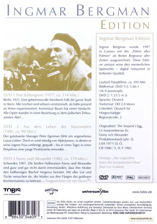 Ingmar Bergman Edition (Jajo węża / Z życia marionetek / Jajo wężaFanny i Aleksander) [3DVD]