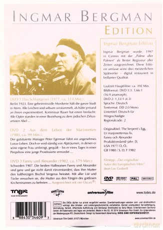 Ingmar Bergman Edition (Jajo węża / Z życia marionetek / Jajo wężaFanny i Aleksander) [3DVD]
