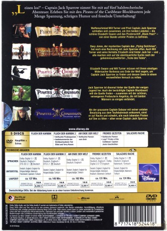 Pirates of the Caribbean 1-5 (Piraci z Karaibów 1-5) [5DVD]