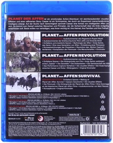 Planet of the Apes Trilogy (Planeta małp Trylogia) [3xBlu-Ray]