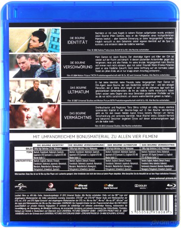 Tożsamość Bourne'a / Krucjata Bourne'a / Ultimatum Bourne'a / Dziedzictwo Bourne'a [4xBlu-Ray]