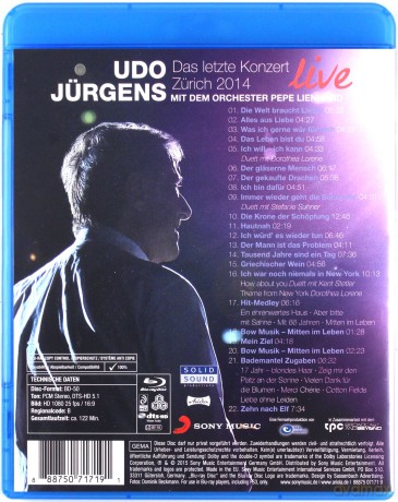Udo JĂźrgens: Das letzte Konzert - Zurich 2014 Live [Blu-Ray]