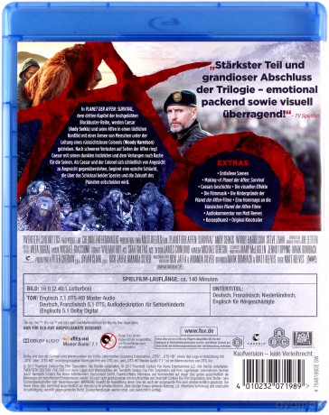 War for the Planet of the Apes (Wojna o planetę małp) [Blu-Ray]