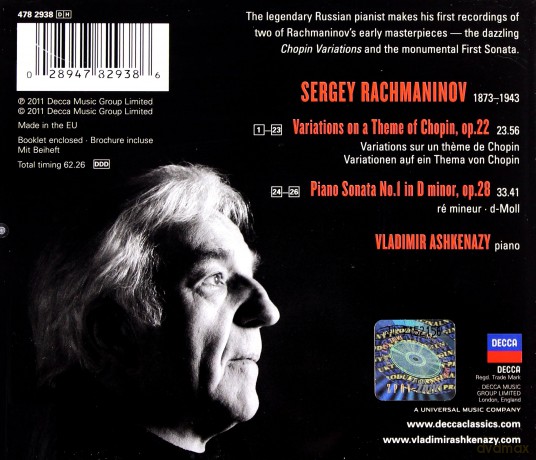 Vladimir Ashkenazy: Rachmaninov: Piano Sonata&Chopin Variations [CD]