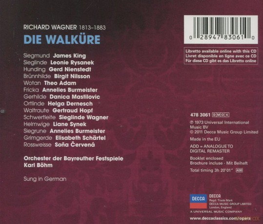 Karl Bohm: Wagner: Die Walkure (Decca Opera) [4CD]