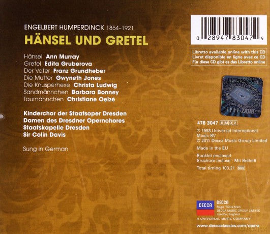 Colin Davis: Humperdinck: Hansel Und Gretel (Decca Opera) [2CD]