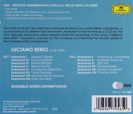 Ensemble Intercontemporain: Berio: Sequenzas I-Xiii (Duo) [2CD]