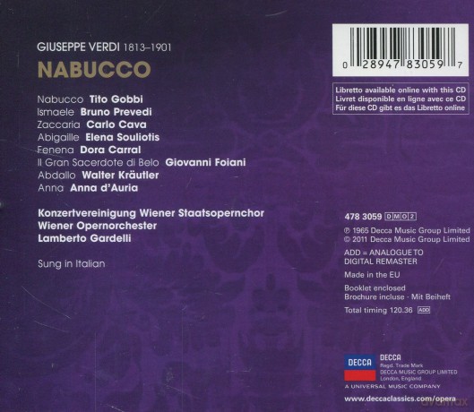 Lamberto Gardelli: Verdi: Nabucco (Decca Opera) [2CD]