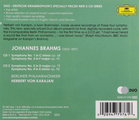 Herbert Von Karajan: Brahms: Symphonies 1-4 (Duo) [2CD]