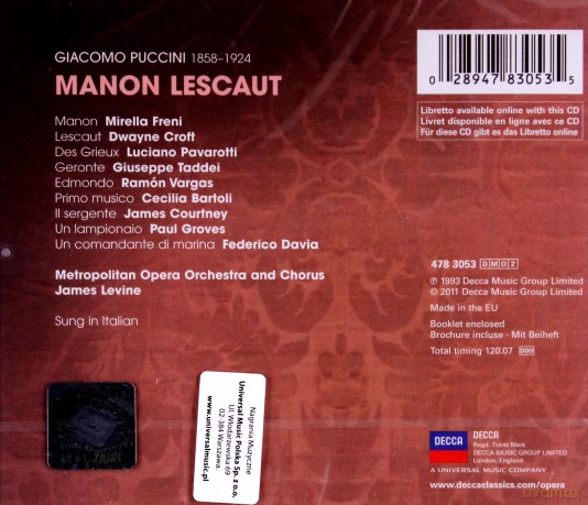 James Levine: Puccini: Manon Lescaut (Decca Opera) [2CD]