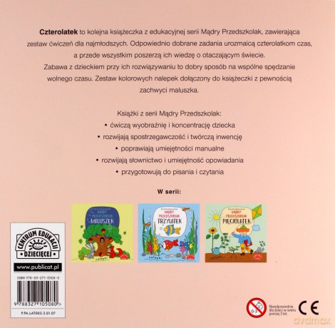 Mądry przedszkolak czterolatek książeczka z nalepkami - Weronika Goszczyńska [KSIĄŻKA]