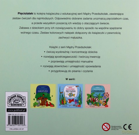 Mądry przedszkolak pięciolatek książeczka z nalepkami - Weronika Goszczyńska [KSIĄŻKA]