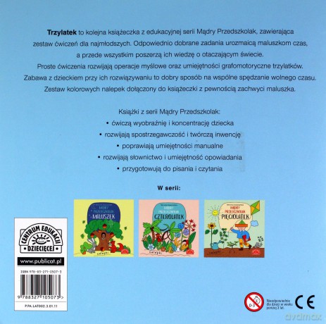 Mądry przedszkolak trzylatek książeczka z nalepkami - Weronika Goszczyńska [KSIĄŻKA]