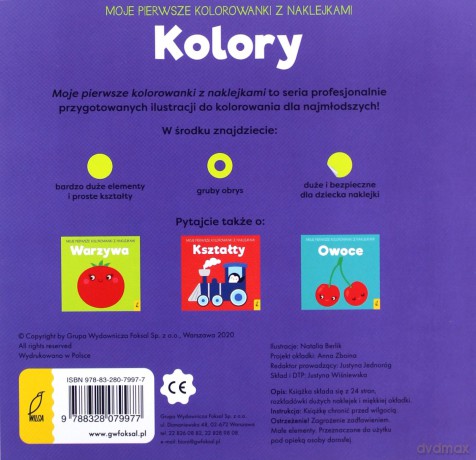 Moje kolorowanki z naklejkami kolory [KSIĄŻKA]