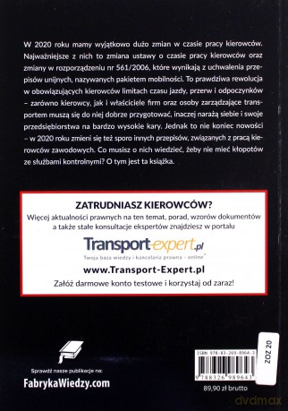 Czas pracy kierowców 2020 - najnowsze zmiany [KSIĄŻKA]