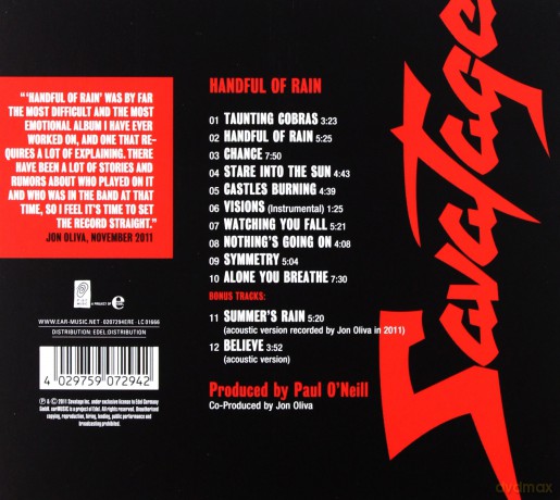 Savatage: Handful Of Rain [CD]