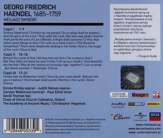 Emma Kirkby: RMF Classic Kolekcja: Handel [CD]