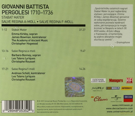 Emma Kirkby: RMF Classic Kolekcja: Pergolesi [CD]