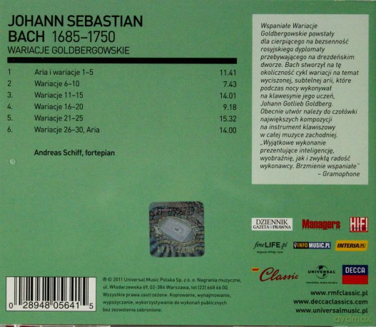 Andras Schiff: RMF Classic Kolekcja: Bach Wariacje Goldbergowskie [CD]