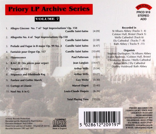 Stephen Darlington: Lp Archive Series - 7 Organ Of St.Albans Cathedral [CD]