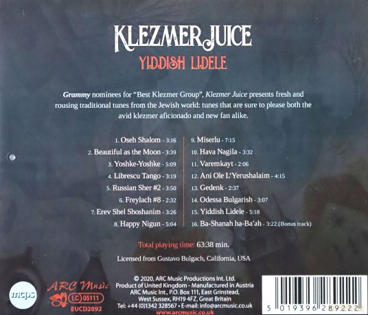 Klezmer Juice: Yiddish Lidele [CD]