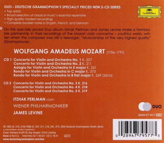 Itzhak Perlman: Mozart: Violin Concertos (Duo) [2CD]