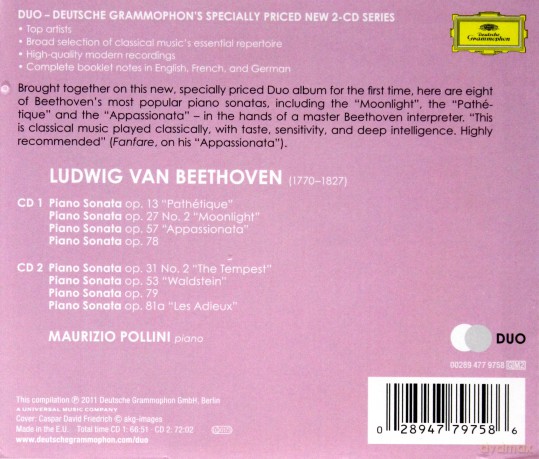 Maurizio Pollini: Beethoven: Favourite Piano Sonatas (Duo) [2CD]
