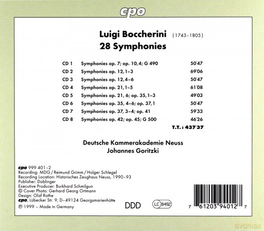 Luigi Boccherini: 28 Symphonien [8CD]