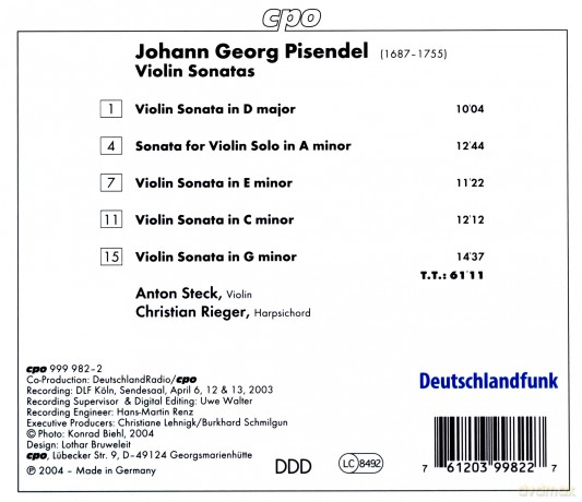 Johann Georg Pisendel: 5 Violinsonaten [CD]