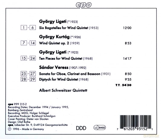 Gyorgy Ligeti: 6 Bagatellen fur Blssserquintett [CD]