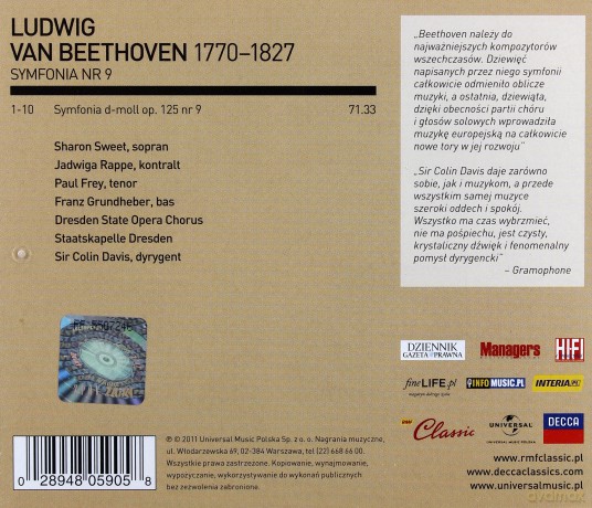 Colin Davis: Rmf Classic Kolekcja: Beethoven Symphony 9 [CD]