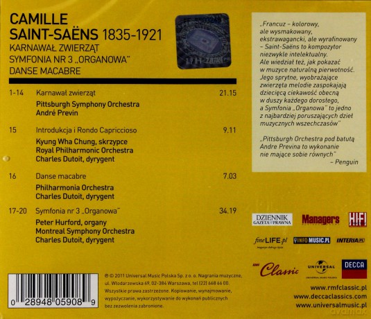Charles Dutoit: Rmf Classic Kolekcja: Saintsaens Carnival [CD]