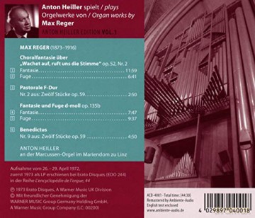Max Reger: Anton Heiller Edition Vol.1 - Anton Heiller plays Max Reger [CD]