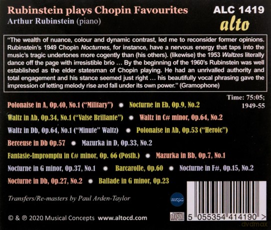 Arthur Rubinstein plays Chopin Favourites [CD]