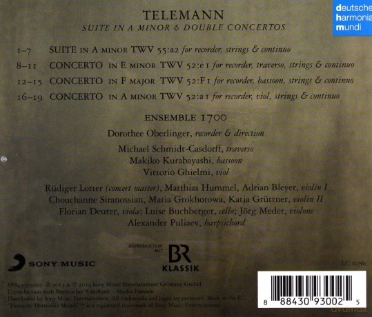 Georg Philipp Telemann: Blockflotenkonzerte TWV 52:a1,e1,F1 [CD]