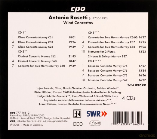 Antonio Rosetti: Blssserkonzerte [4CD]
