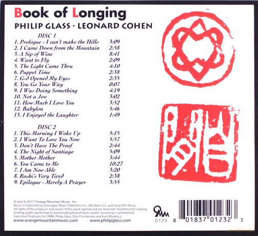 Philip Glass: Book of Longing (Liederzyklus nach Leonard Cohen) [2CD]
