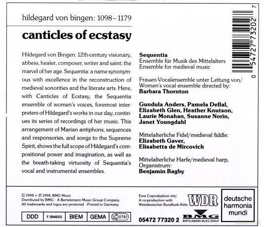 Hildegard von Bingen: Canticles of Ecstasy [CD]