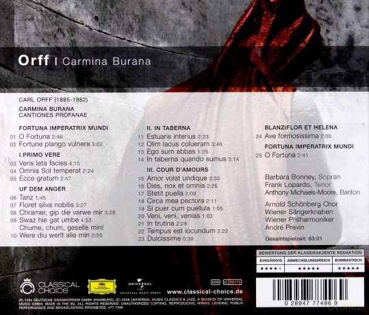 Carl Orff: Carmina Burana [CD]