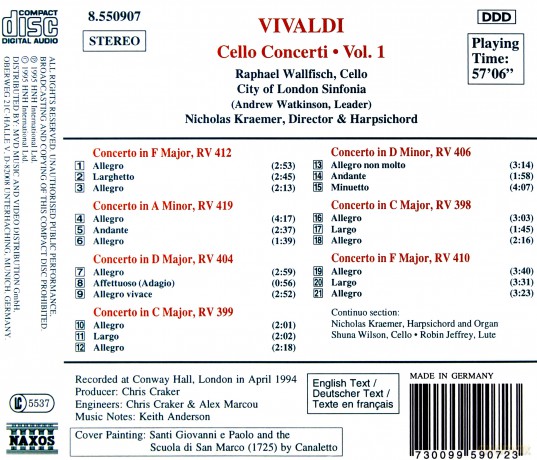 Antonio Vivaldi: Cellokonzerte Vol.1 [CD]