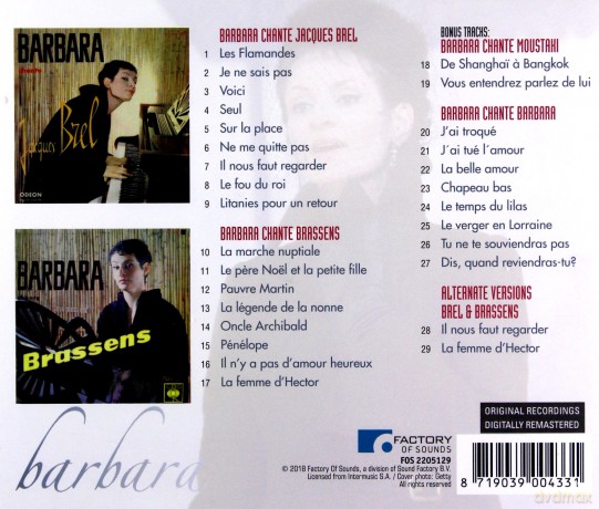 Barbara: Chante Jacques Brel, Georg Brassens & More [CD]