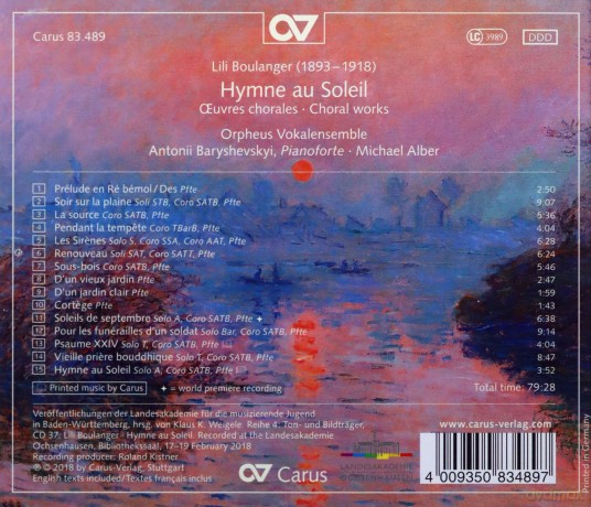 Lili Boulanger: Chorwerke Hymne au Soleil [CD]