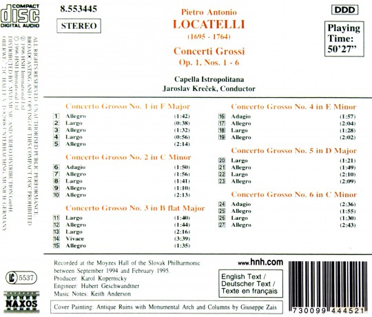 Pietro Locatelli: Concerti grossi op.1 Nr.1-6 [CD]