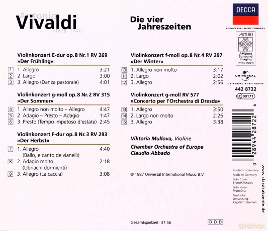 Antonio Vivaldi: Concerti op.8 Nr.1-4 4 Jahreszeiten [CD]